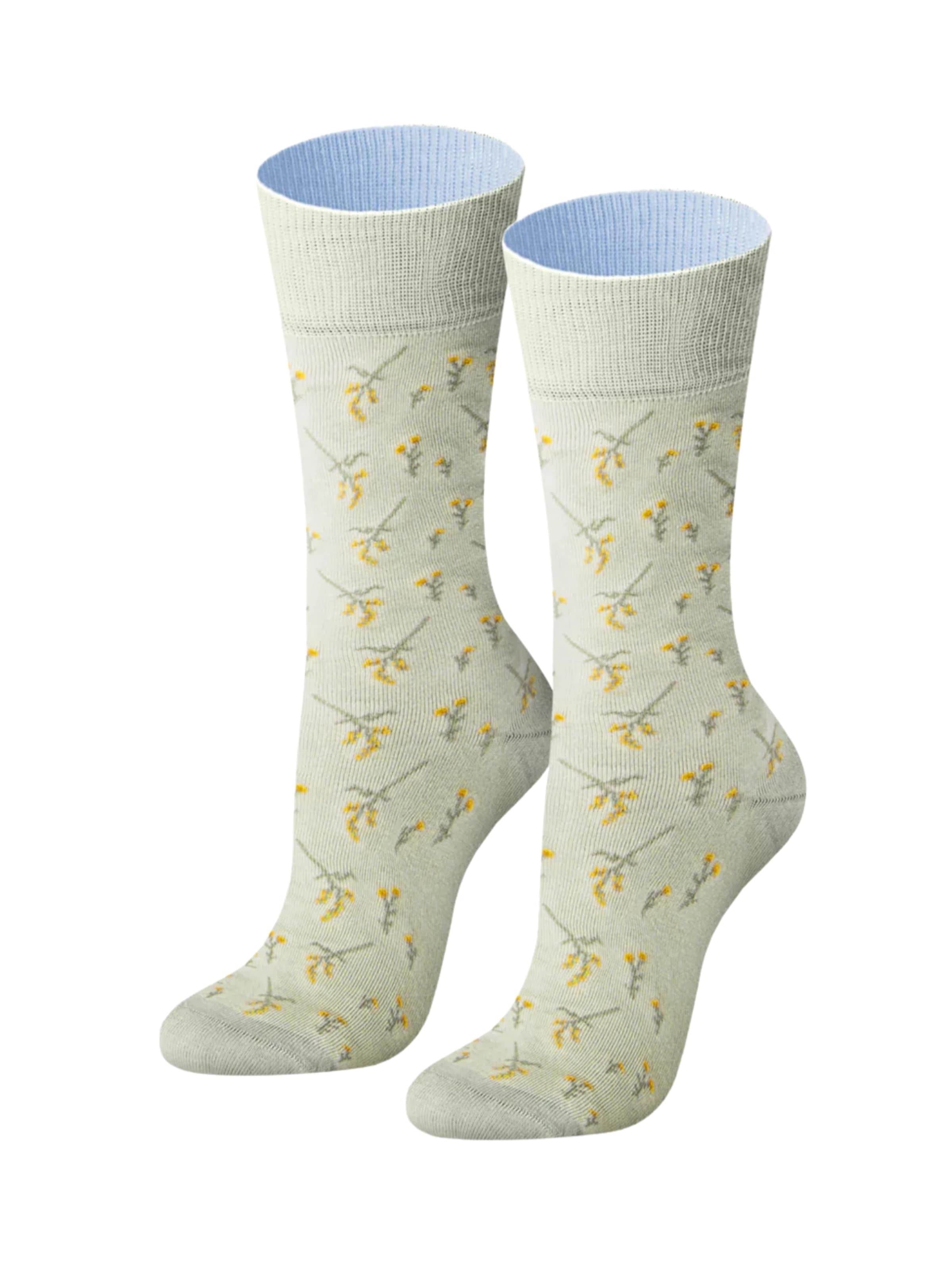 Von Jungfeld Socken 'Blumen'‌‌ in Grün: Vorderseite