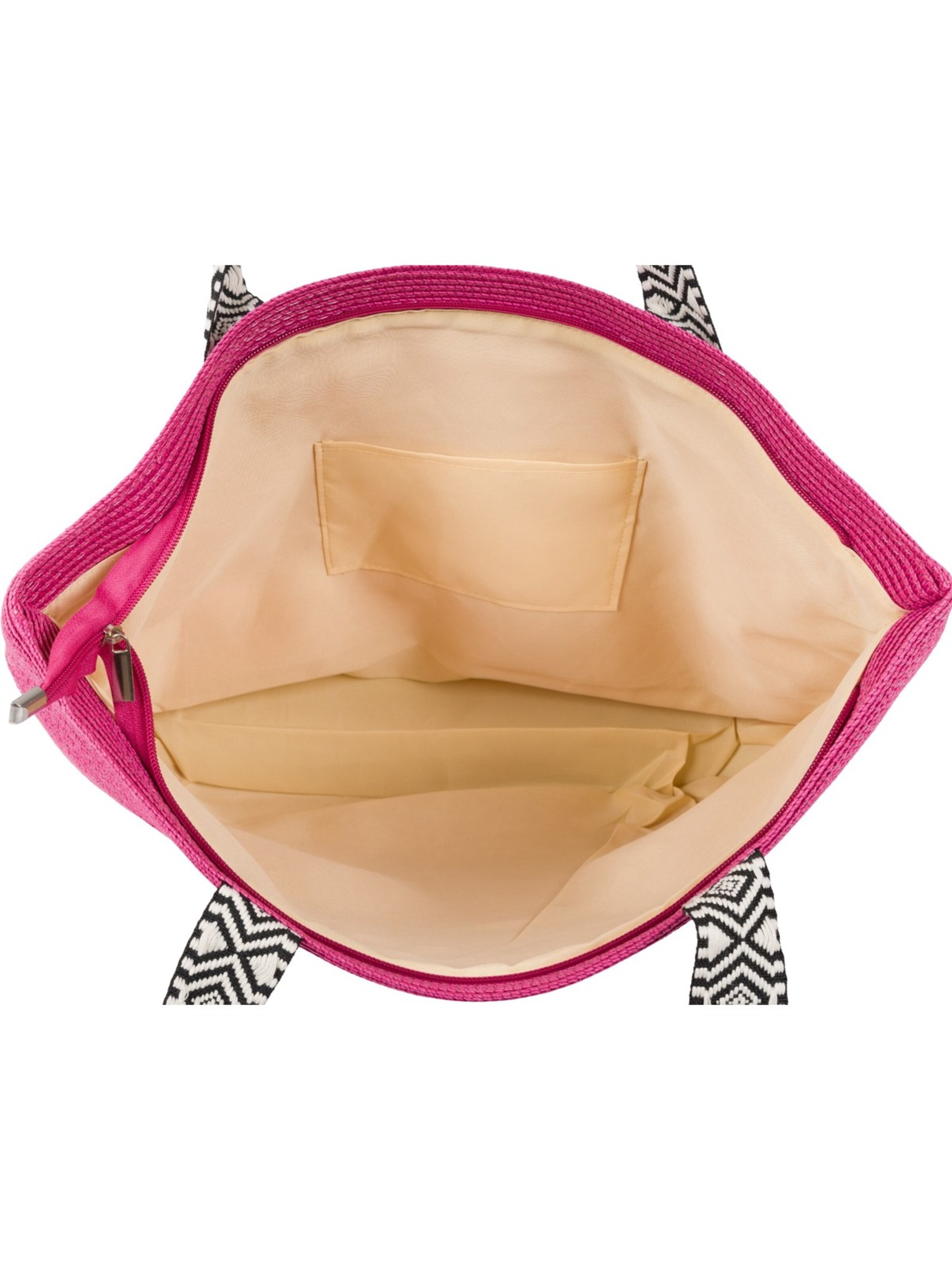 styleBREAKER Beach bag 'Papierstroh Strandtasche Azteken Muster' in Pink