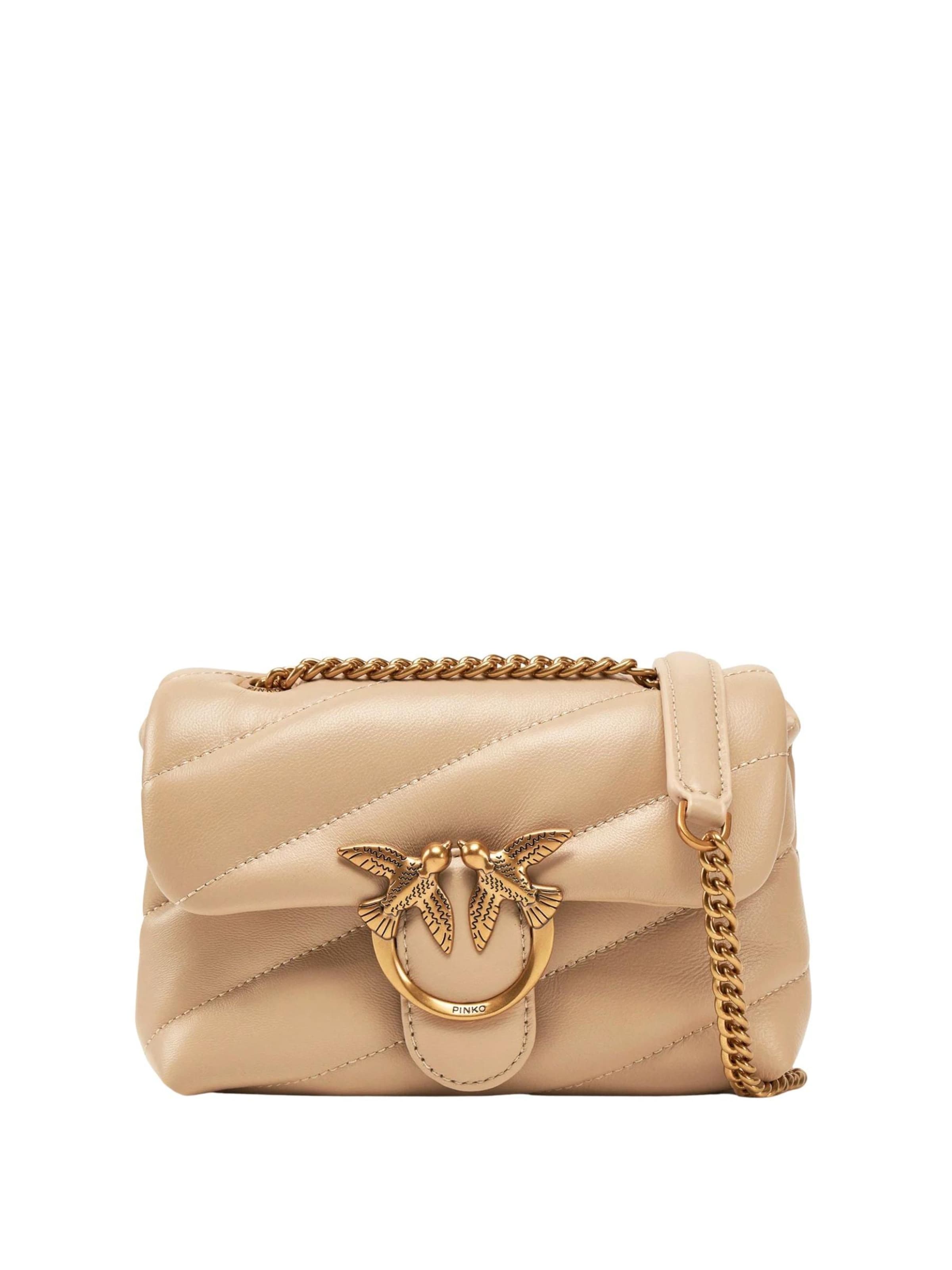 PINKO Schoudertas 'Pinko Sac Rabat Love Puff Baby Cl Sheep Nappa Beige' in Beige: voorkant