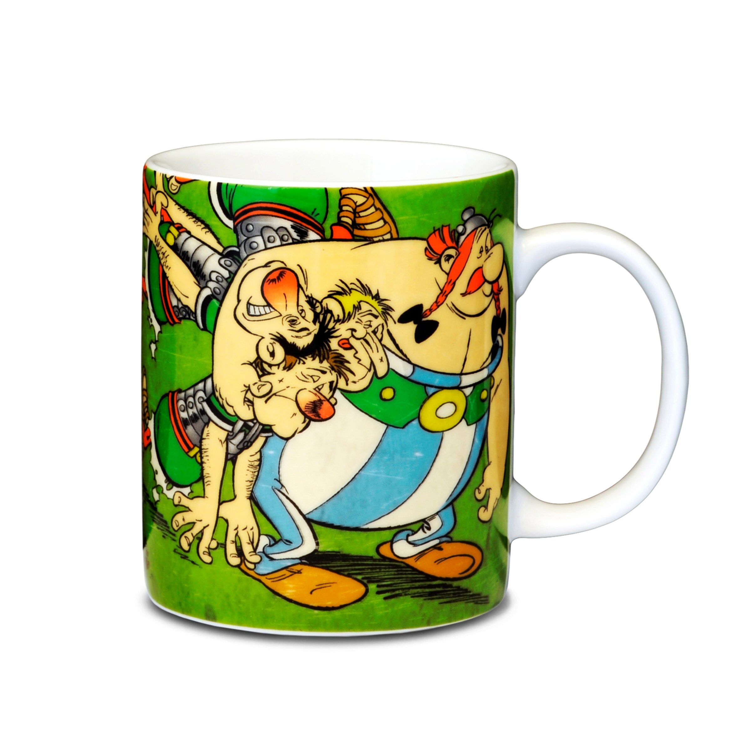LOGOSHIRT Cup 'Asterix & Obelix With Romans' in Green: front