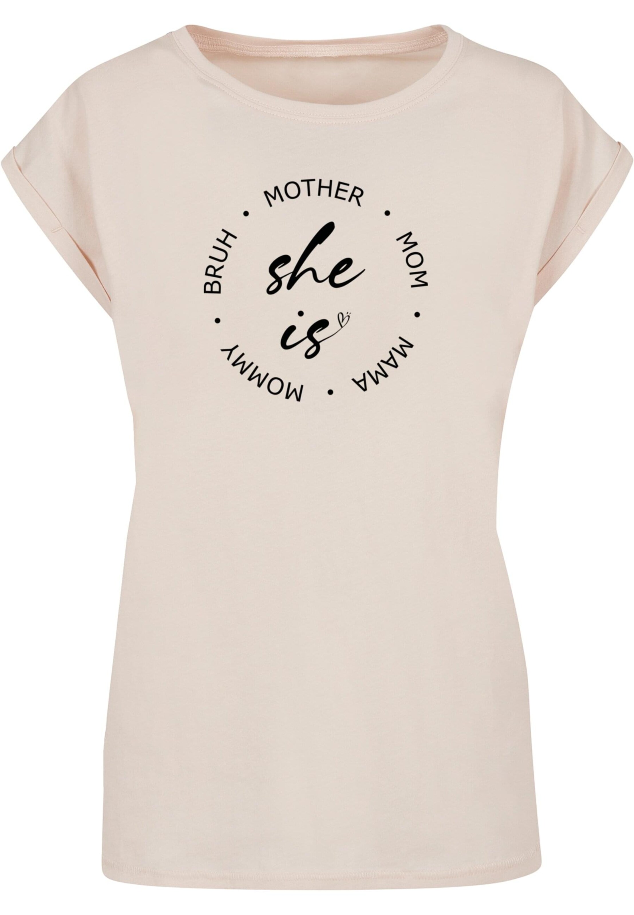 Merchcode Shirt 'Mothers Day - She is' in Wit: voorkant
