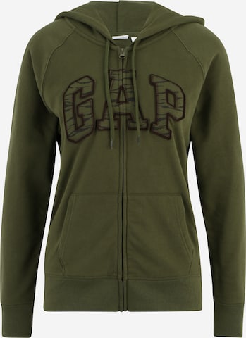 Gap Tall Zip-Up Hoodie 'FASH' in Green: front