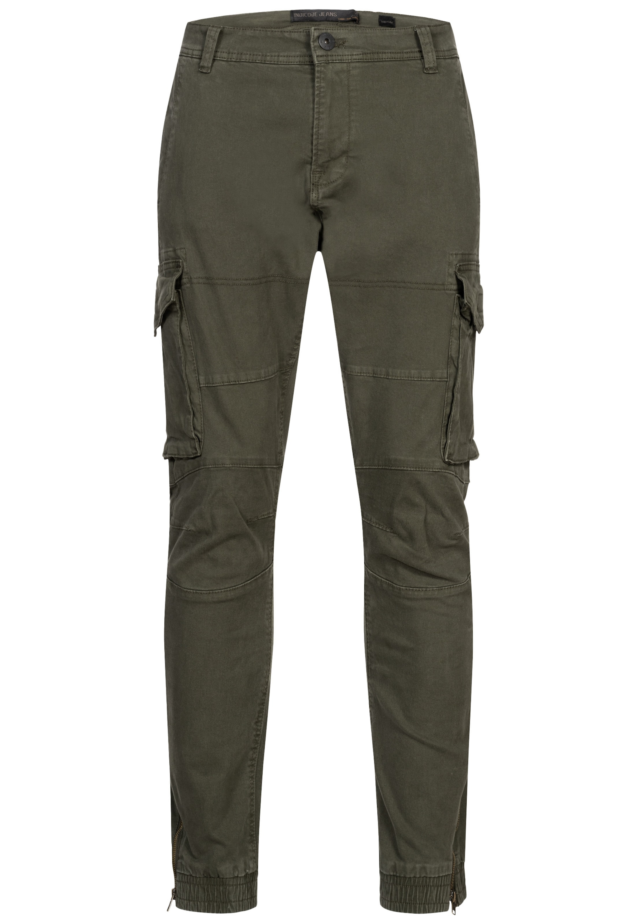 INDICODE JEANS Tapered Cargo trousers 'Alex' in Green: front