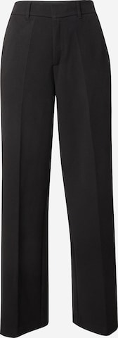 Wide leg Pantaloni cu dungă de la s.Oliver pe negru: față