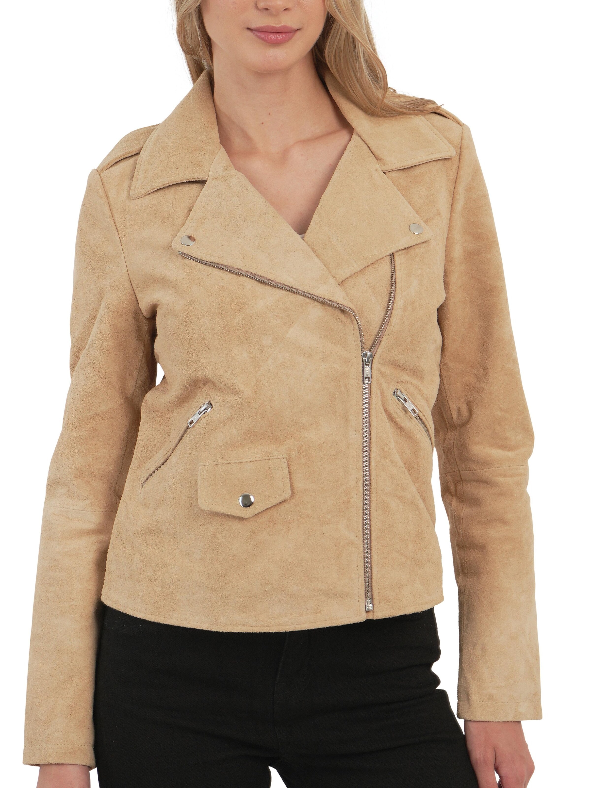 Chic and Clicks - Chaqueta de entretiempo 'Camel Suede' en beige