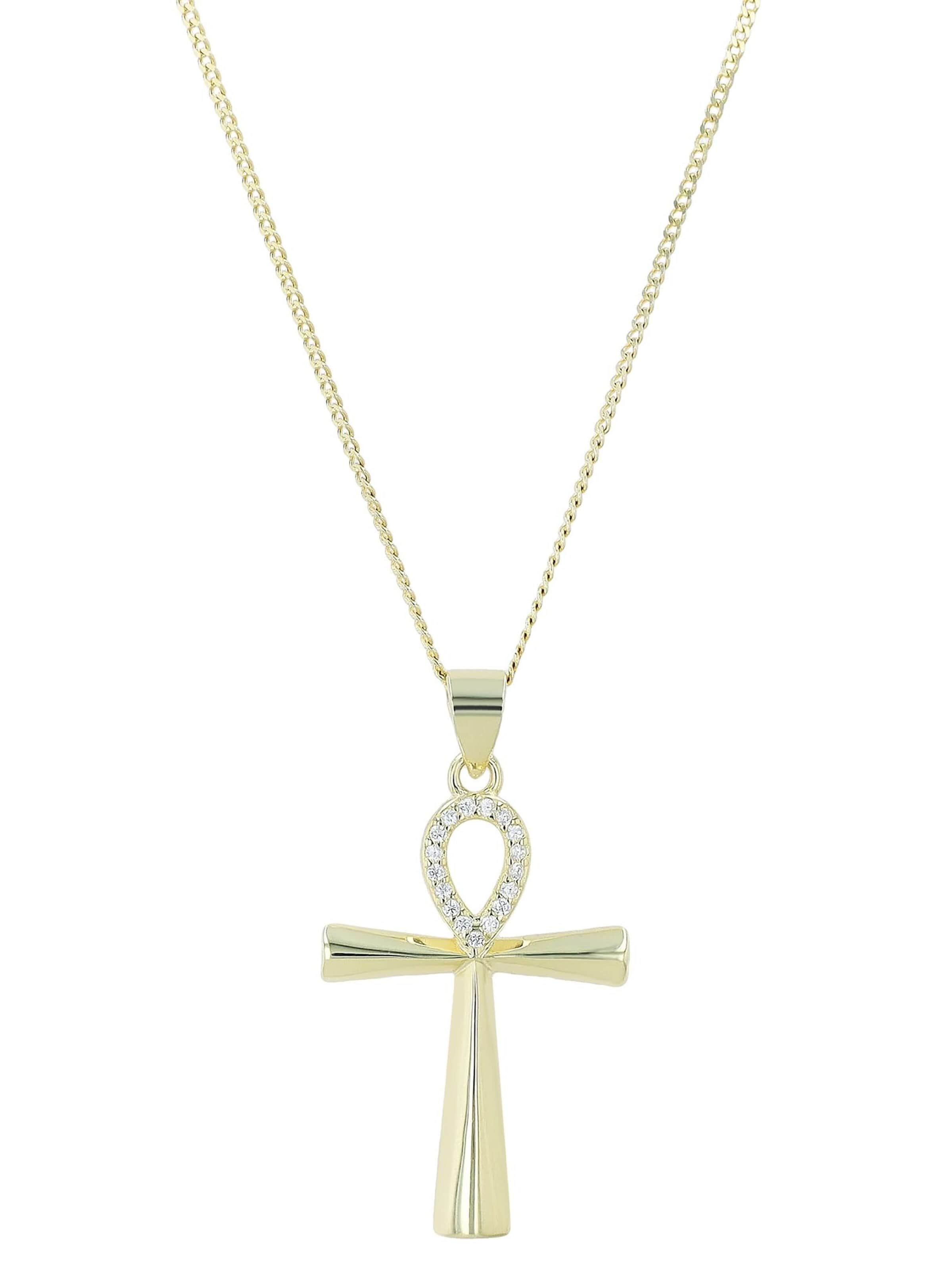 Akzent Pendant '"Ankh" aus 925 Sterlingsilber, rhodiniert, langlebig' in Gold