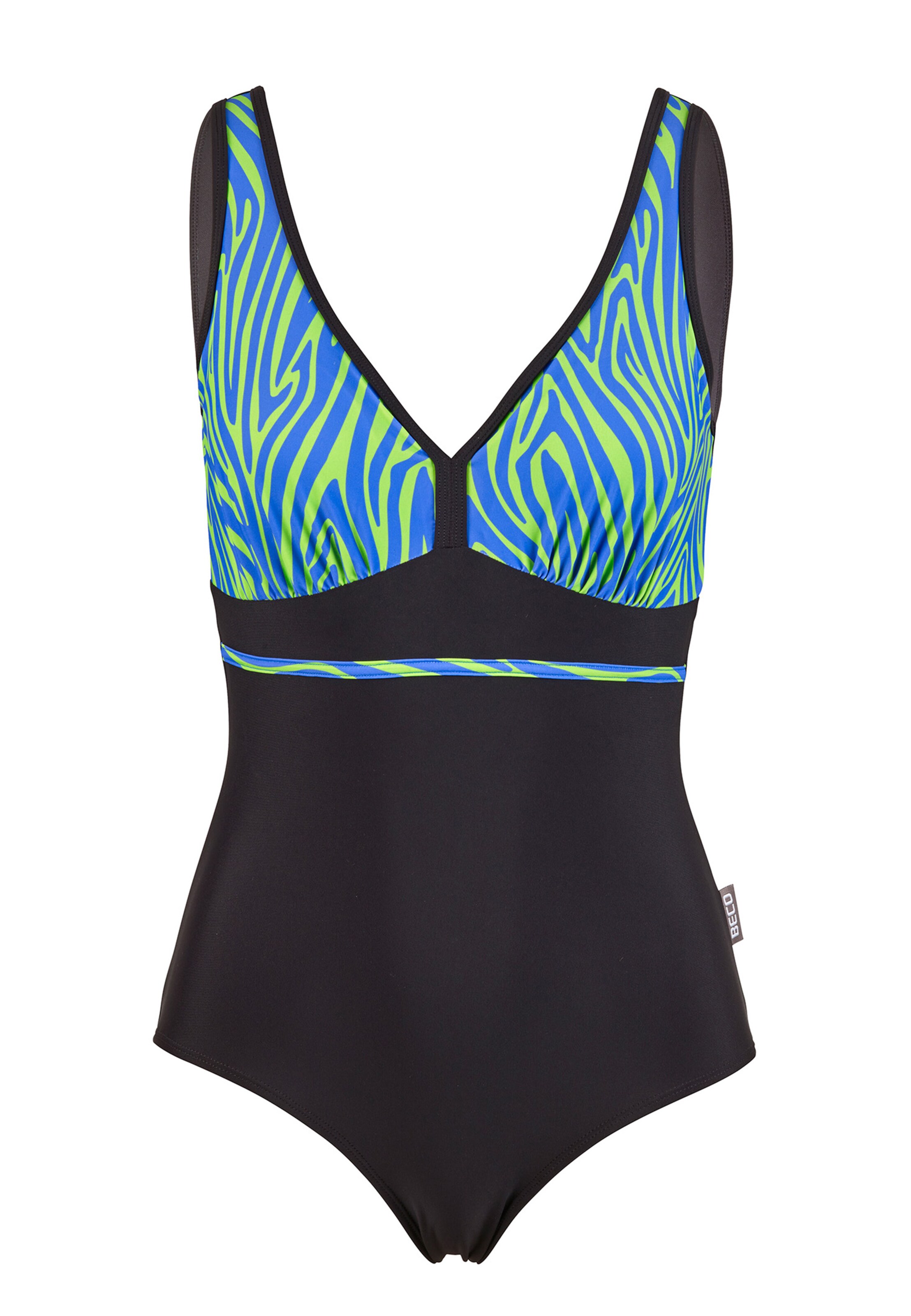 BECO the world of aquasports Bustier Badpak 'Zebra Vibes' in Blauw: voorkant