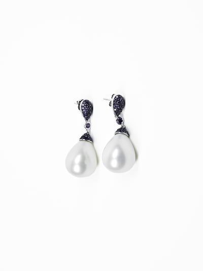 Addicted2 Earrings 'Leda orecchini con perla & zirconi' in 78 x 51 x 29 cm in natural white, Item view