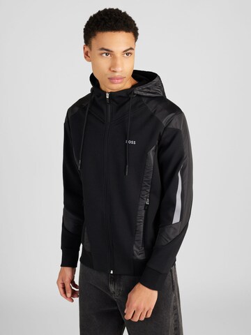 BOSS Green Sweat jacket 'Saggon1' in Black: front