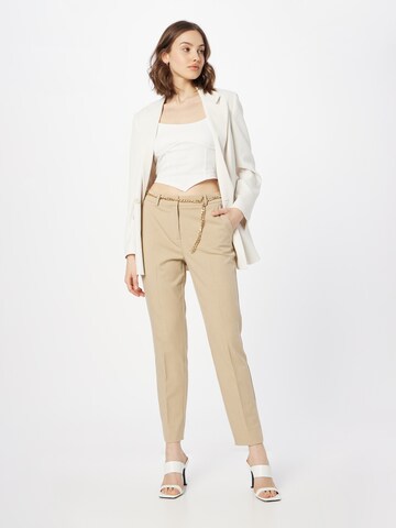 COMMA Slim fit Trousers with creases in Beige