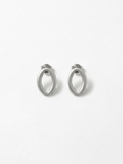 DNSK Copenhagen Pendientes 'SIGRID Waterproof Silver Stainless Steel Post Earring - Brushed Finish' en 22 mm en plata, Vista del producto