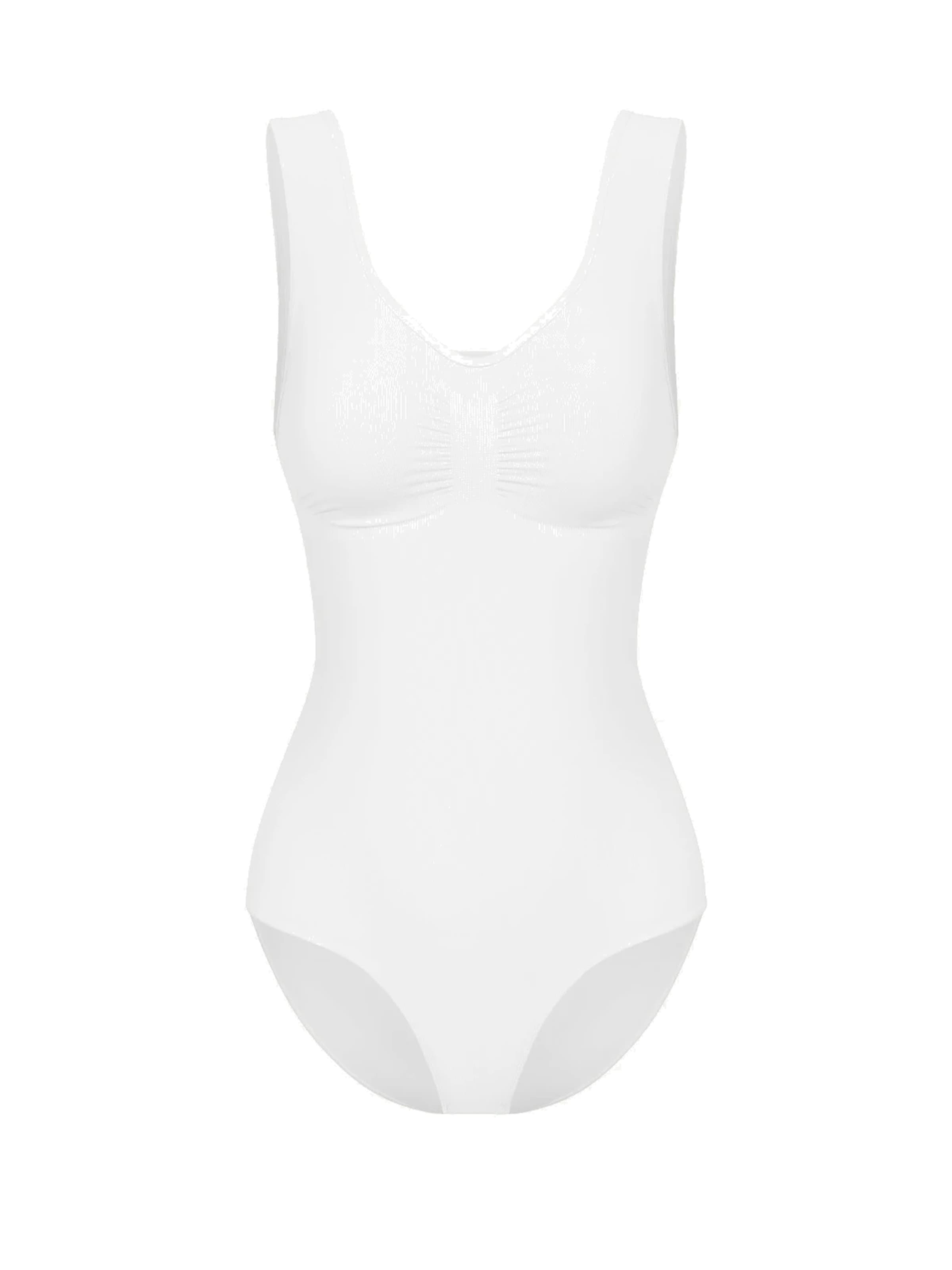 cfab (formerly creamy fabrics) Shapingbody 'Tank Bodysuit Sculpting Shapewear mit Slip' in Wit: voorkant