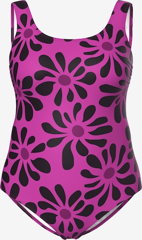 Ulla Popken Bustier Badeanzug in Pink: Vorderseite