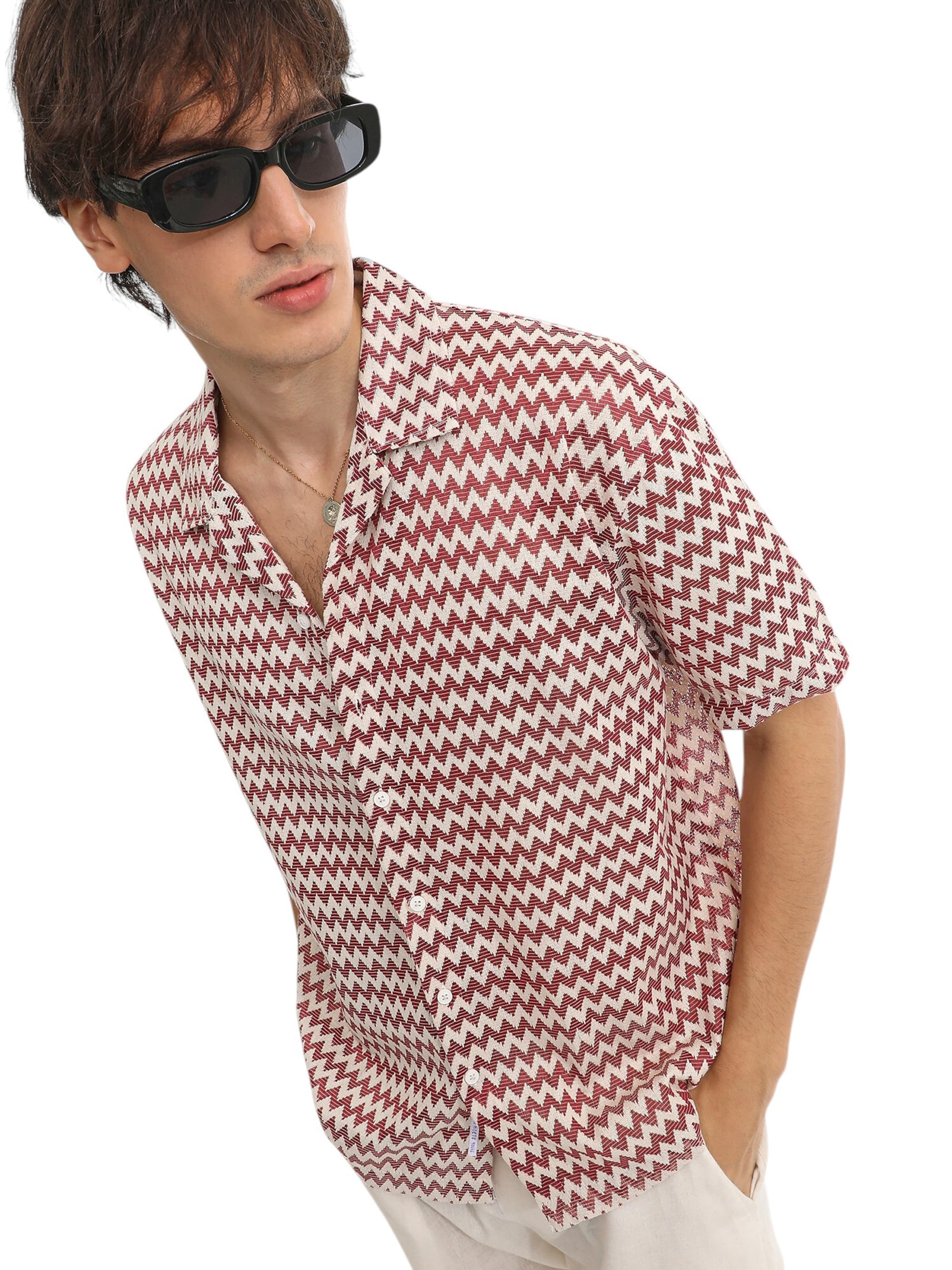 Campus Sutra Knit Cardigan 'Zillah' in Red