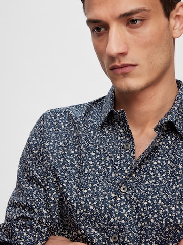 SELECTED HOMME Slim fit Button Up Shirt 'Soho' in Blue