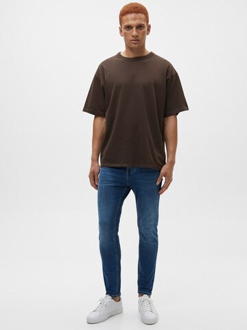 Slimfit Jeans de la Pull&Bear pe albastru: față