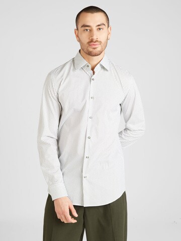 BOSS Slim fit Button Up Shirt 'HANK' in White: front