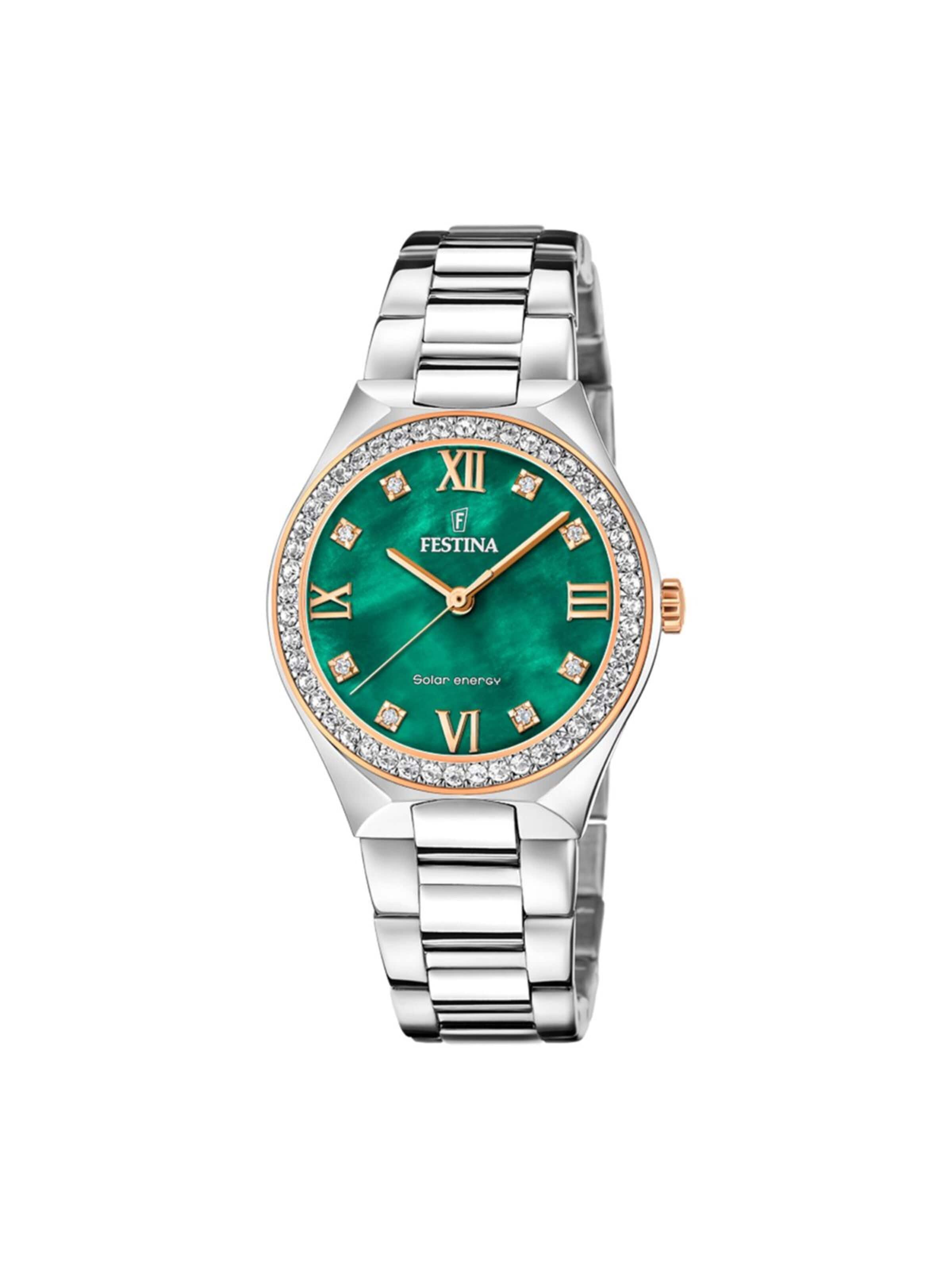 FESTINA Analoog horloge 'Festina - Watch Solar Energy - Quartz watch movement - Watch case width: 35 mm' in Groen: voorkant