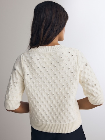 Next Strickpullover mit kurzen Ärmeln und Verzierung Regular Fit in Beige