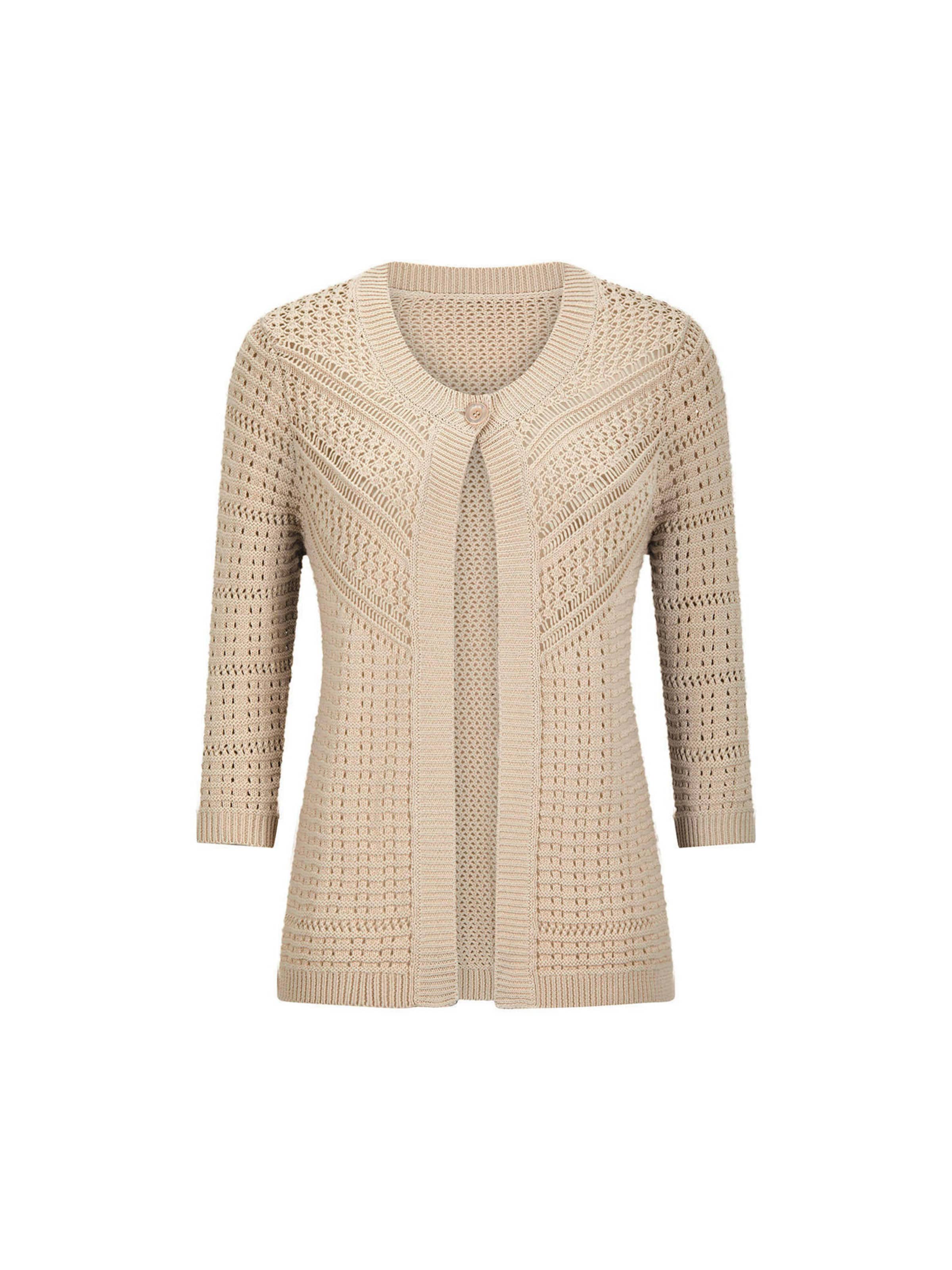 Goldner Strickjacke in Beige: Vorderseite
