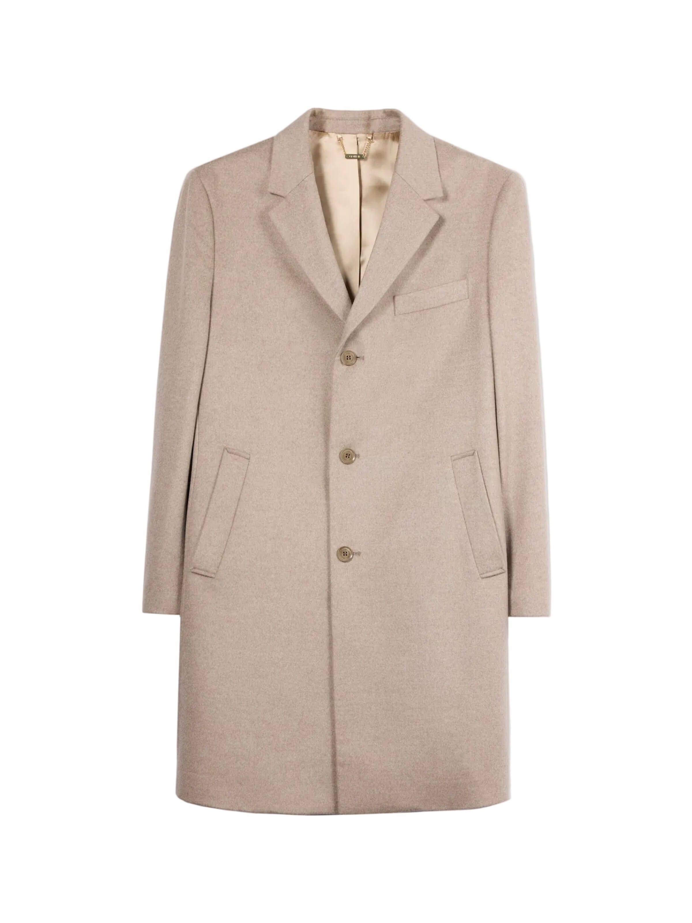 GOBI Cashmere Manteau mi-saison 'Men’s Cashmere Coat with Notched Lapels' en S en taupe, Vue avec produit