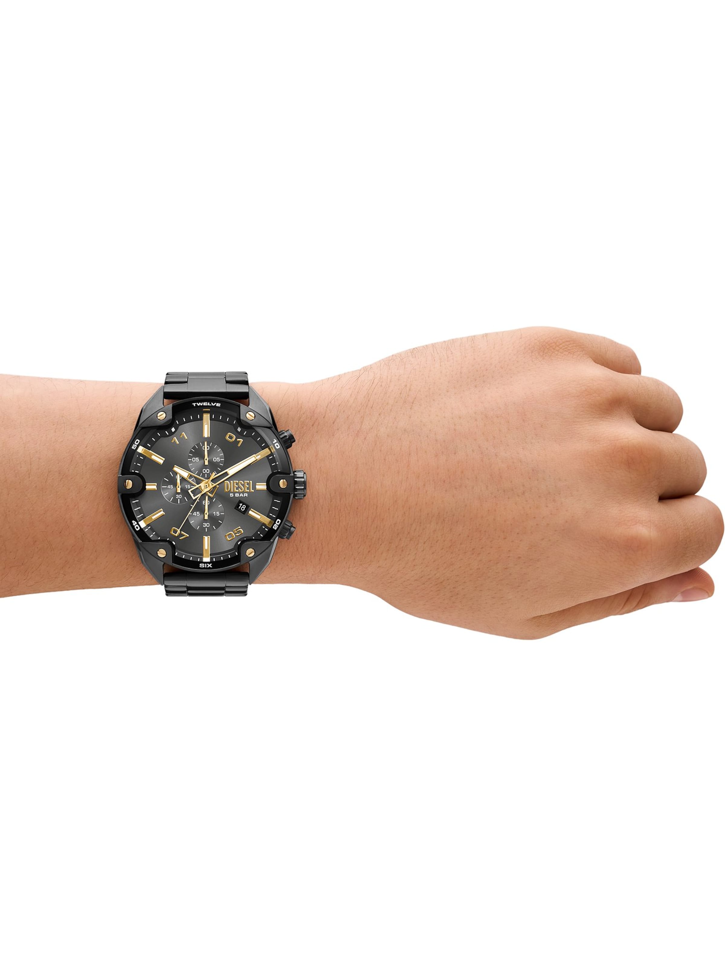 DIESEL Analoginen kello 'Spiked' värissä hopea