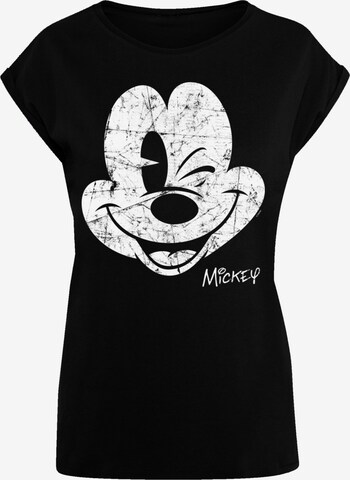 Maglietta 'Disney Mickey Mouse Since Beaten Face CHAR CADT' di F4NT4STIC in nero: frontale