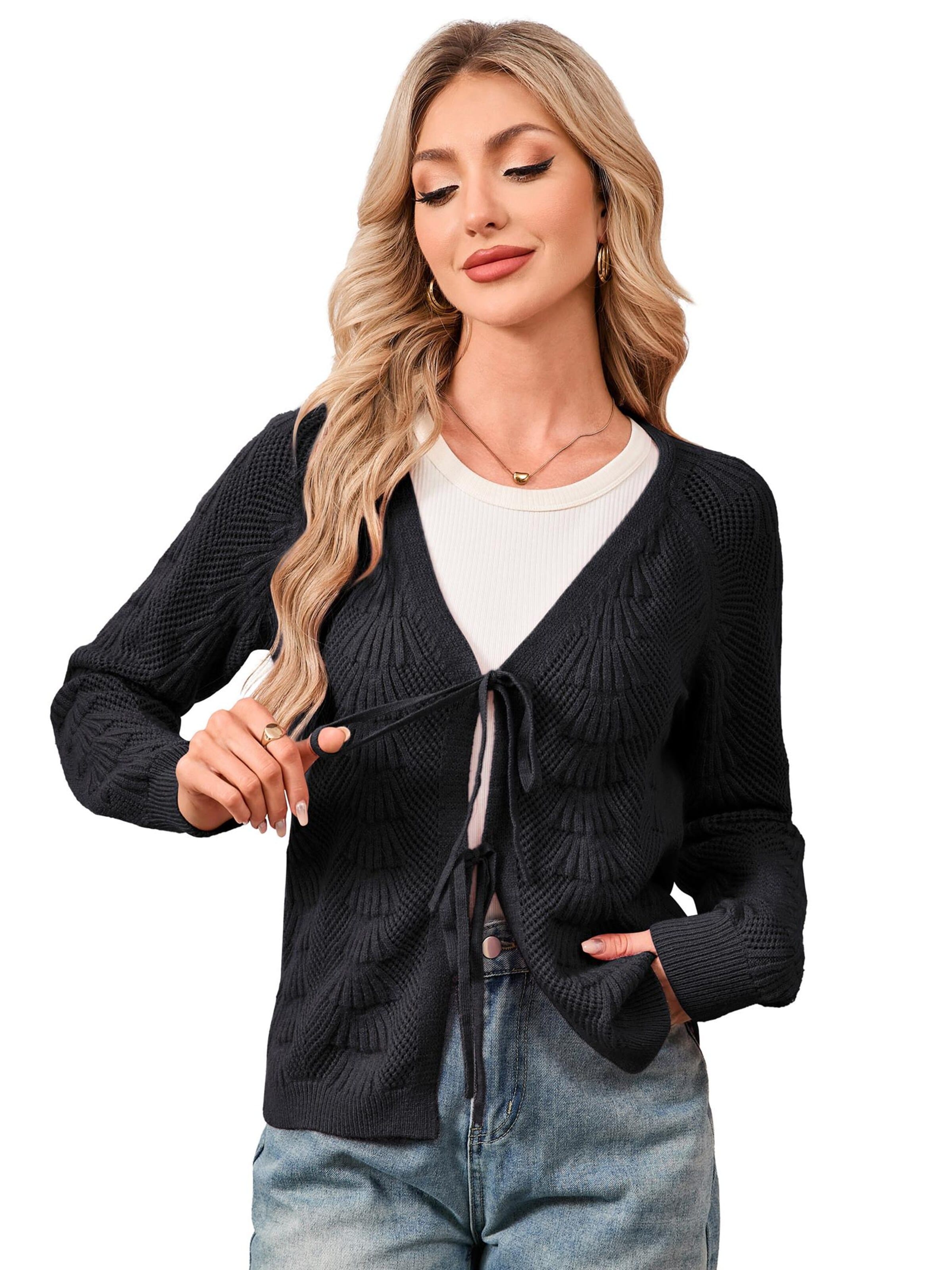 Yesfashion Strickjacke‌‌‌‌‌‌ in Schwarz: Vorderseite