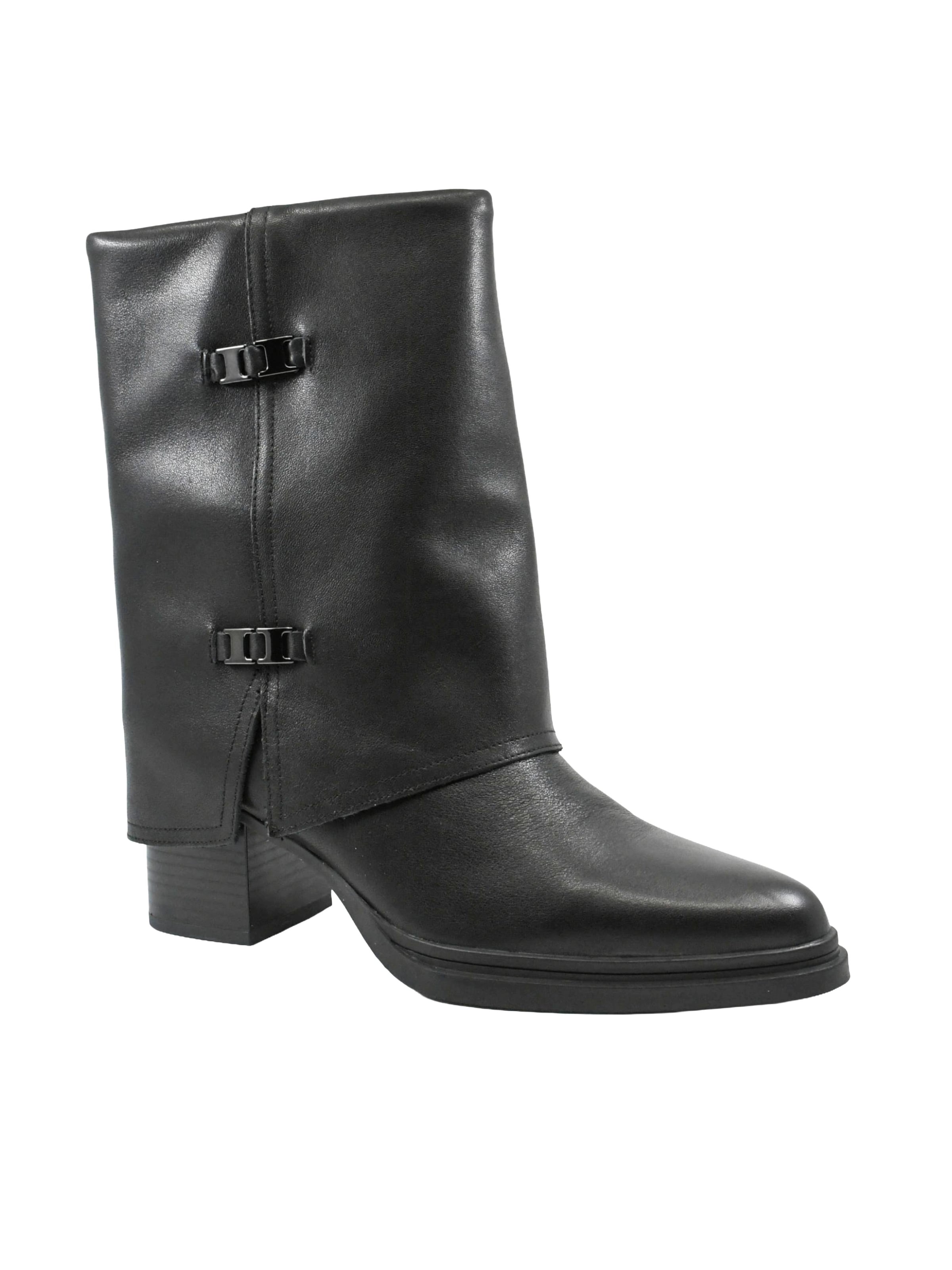 Cizme de cowboy 'Cowboy boot 'Ghete damă Anna Viotti stil western cu manșetă, negre din piele naturală GOR80935'' de la In Tempo pe negru: față