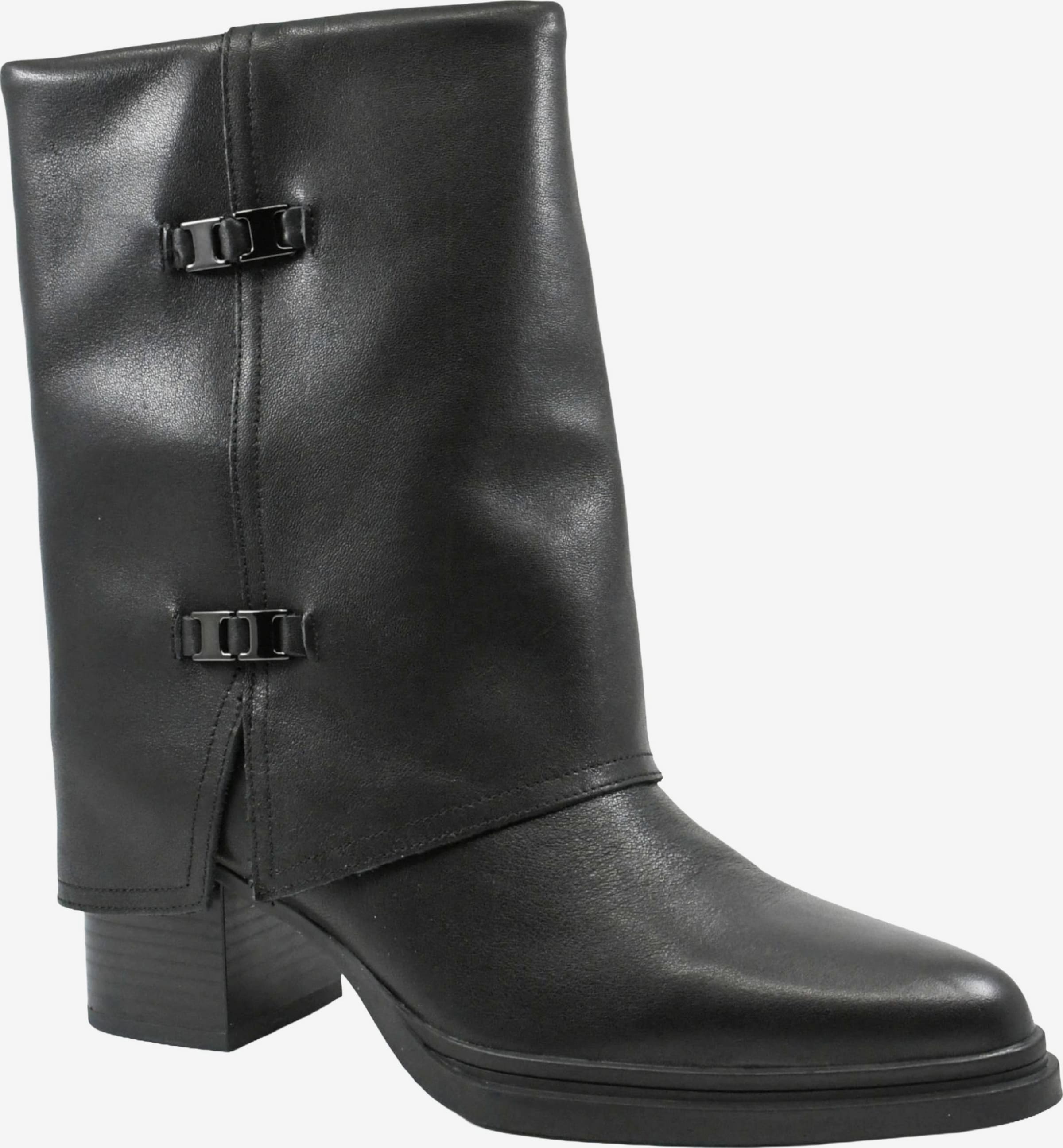 In Tempo Cizme de cowboy 'Cowboy boot 'Ghete damă Anna Viotti stil western cu manșetă, negre din piele naturală GOR80935''