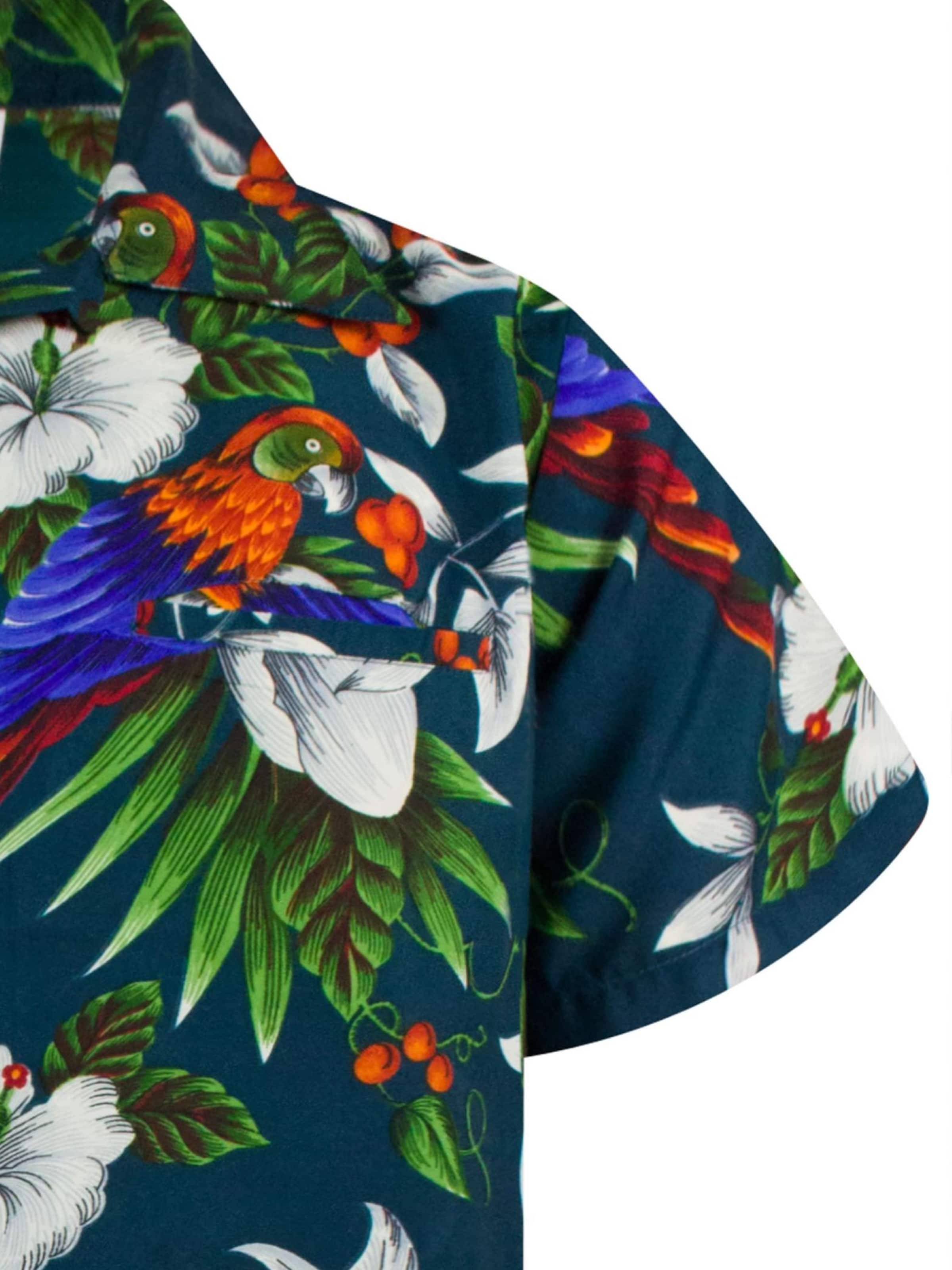 King Kameha Shirt 'Cherryparrot' in Groen