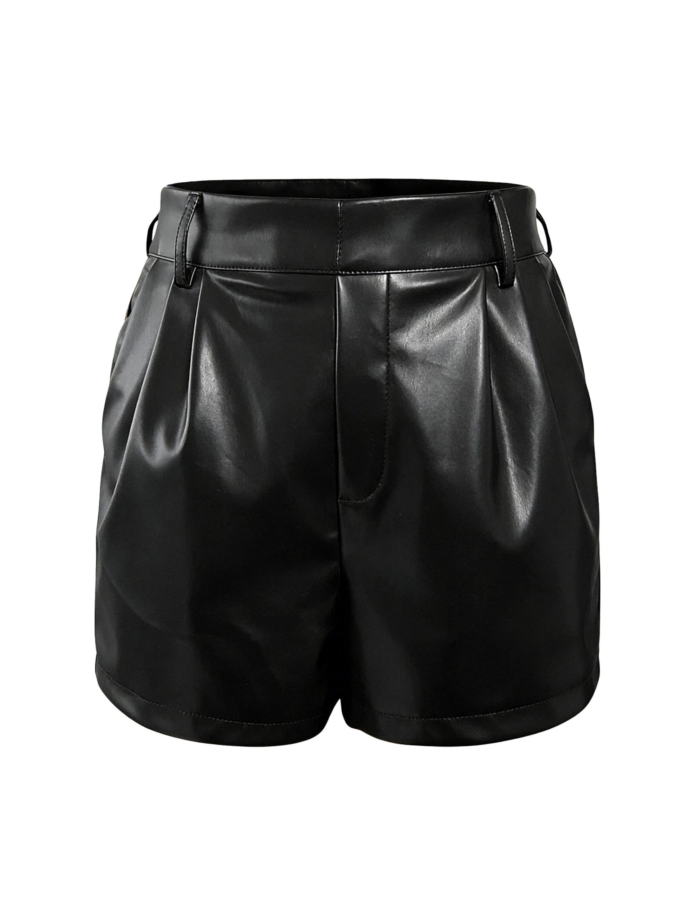MEETWEE Loose fit Pants 'Loose fit Leather Pants' in Black: front