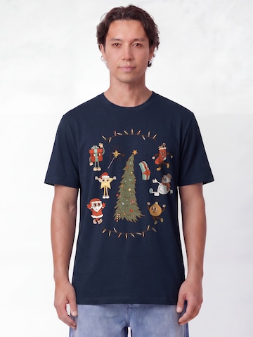 Maglietta 'Christmas 2024' di Watapparel in blu: frontale