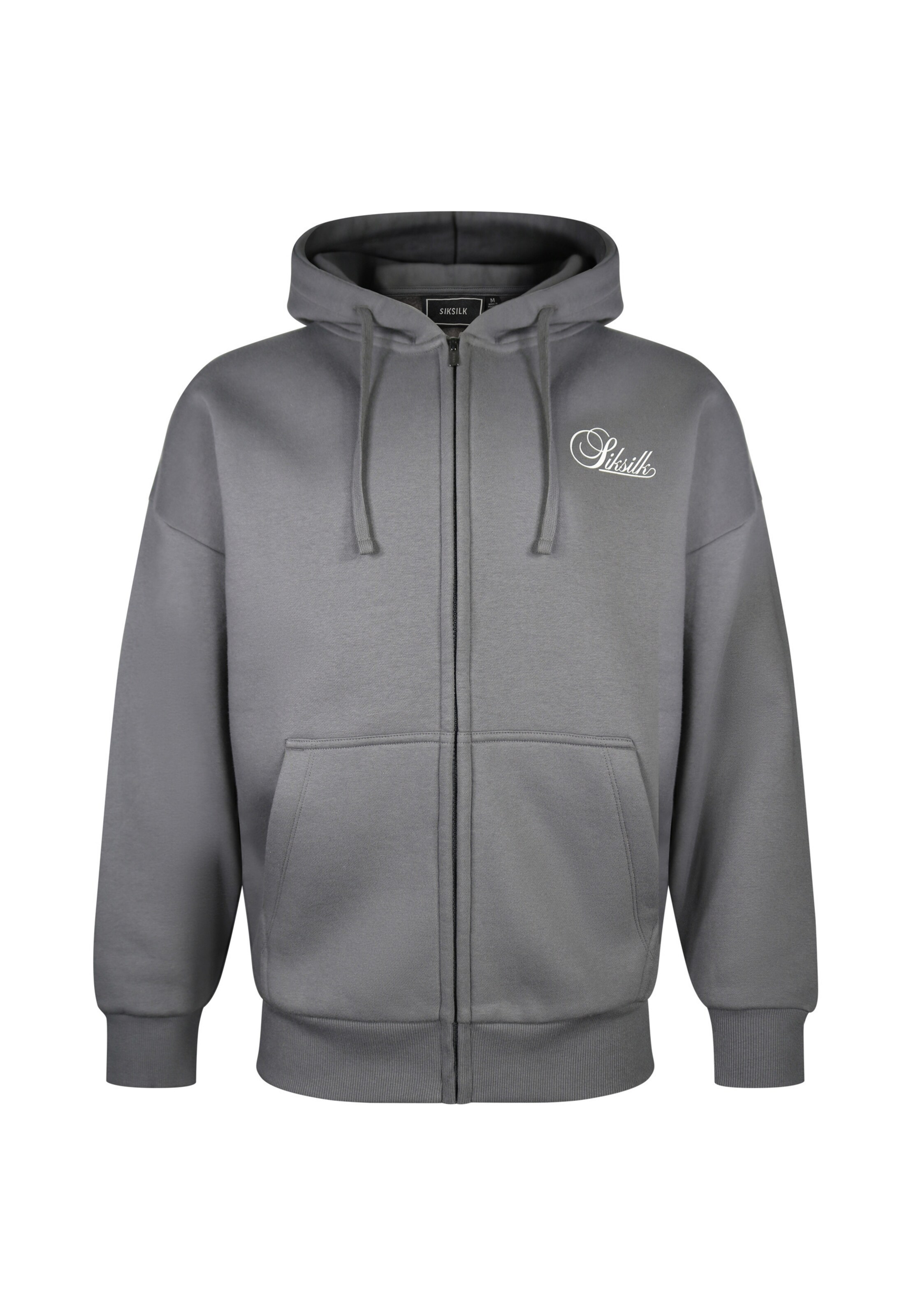 SikSilk Zip-Up Hoodie 'Essentials' in Grey: front