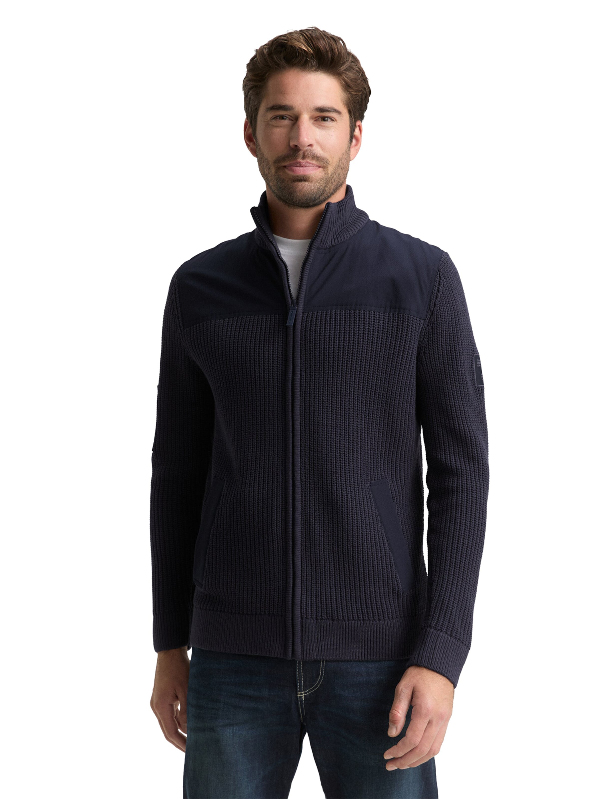 TOM TAILOR Вязаная кофта в Синий: спереди