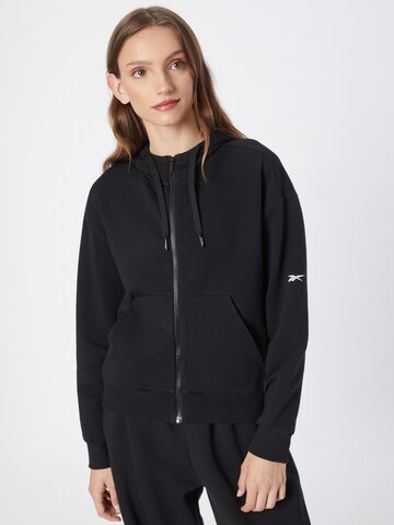 Reebok Athletic Zip-Up Hoodie 'Dreamblend' in Black: front