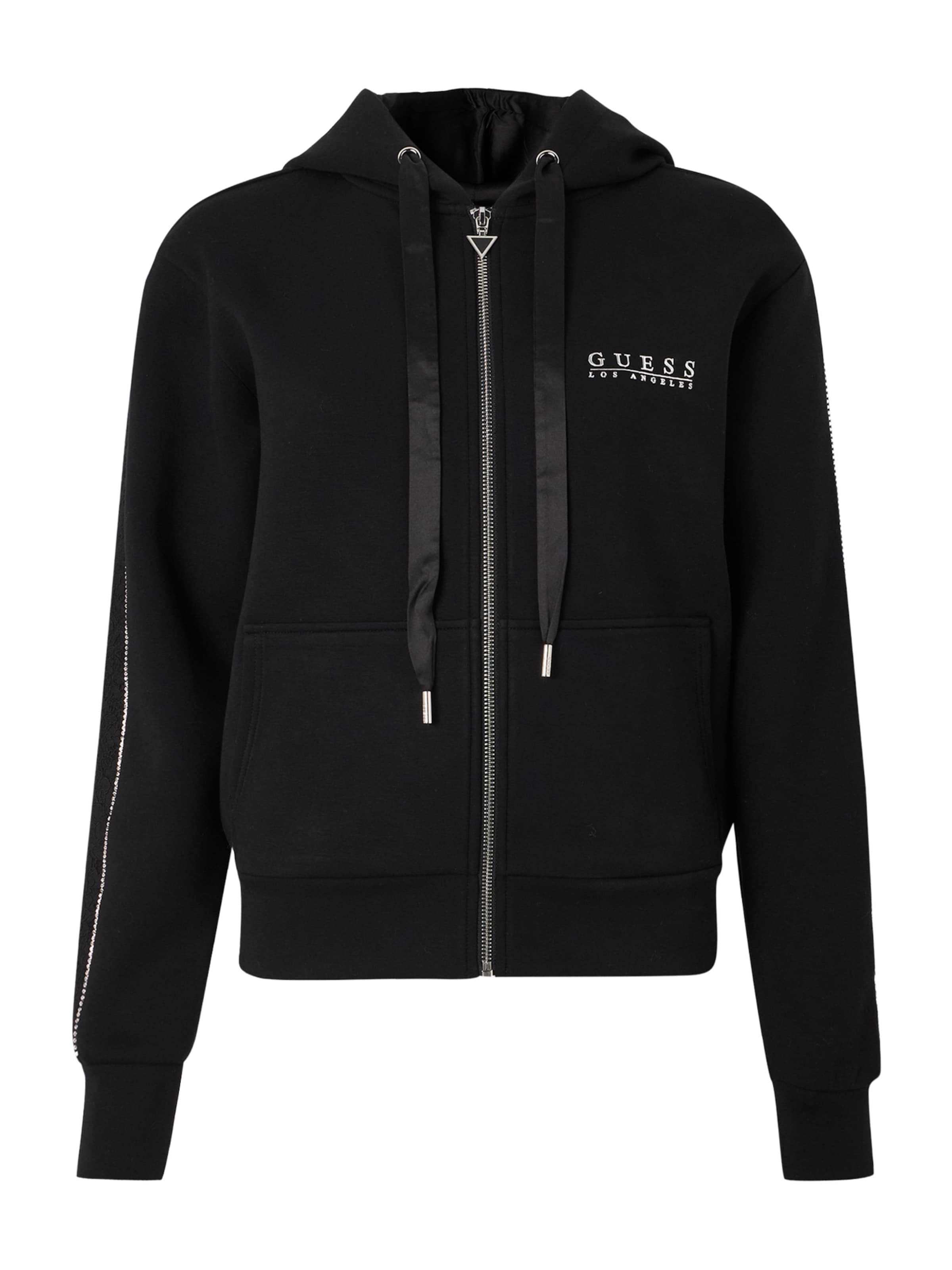 GUESS Sweatjacke in Schwarz: Vorderseite