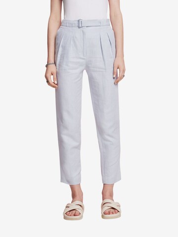 ESPRIT Regular Pleat-Front Pants in Blue: front