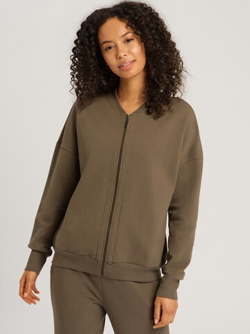 Hanro Zip-Up Hoodie ' Natural ' in Grey: front