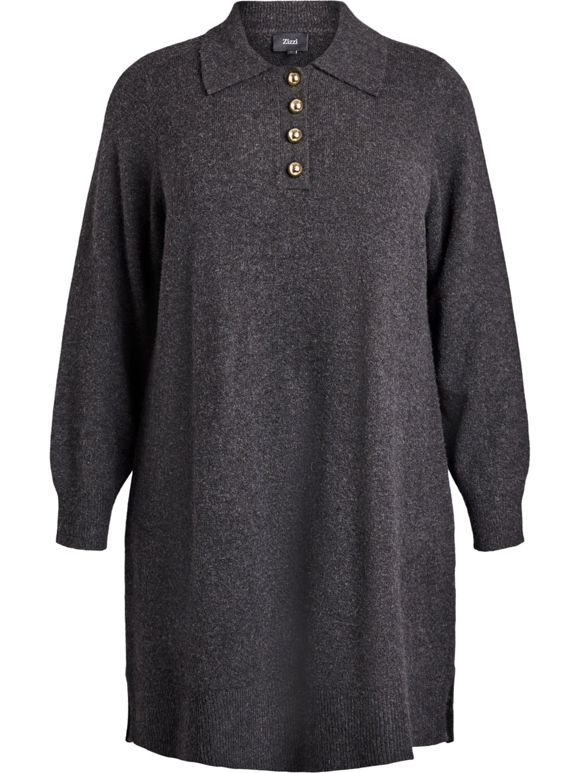 Zizzi Πλεκτό φόρεμα 'MVISTA' σε γκρι: μπροστά