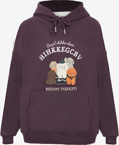 HOMEBASE Sweatshirt i mörkbrun / björnbär / orange / vit, Produktvy