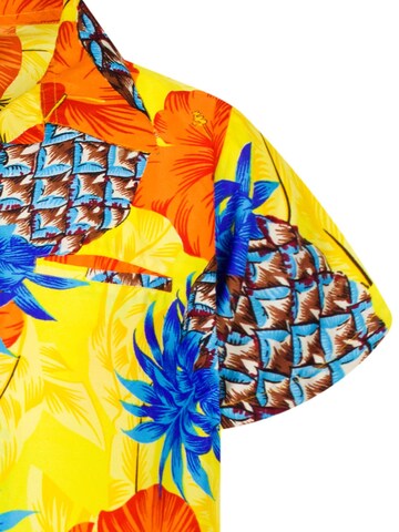 King Kameha Shirt 'Pineapple Hibiscus Shadow Line'‌‌ in Gelb