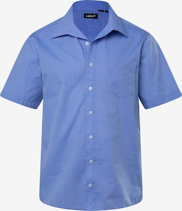Men Plus Regular fit Button Up Shirt in Blue: front