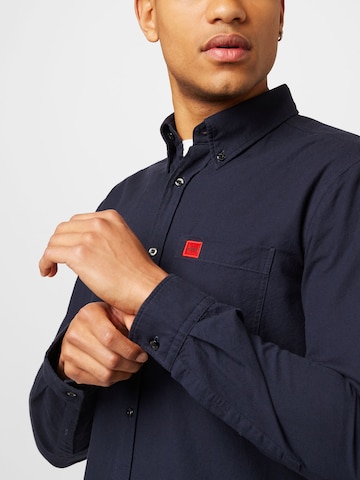HUGO Red Slim fit Button Up Shirt 'Evito' in Blue