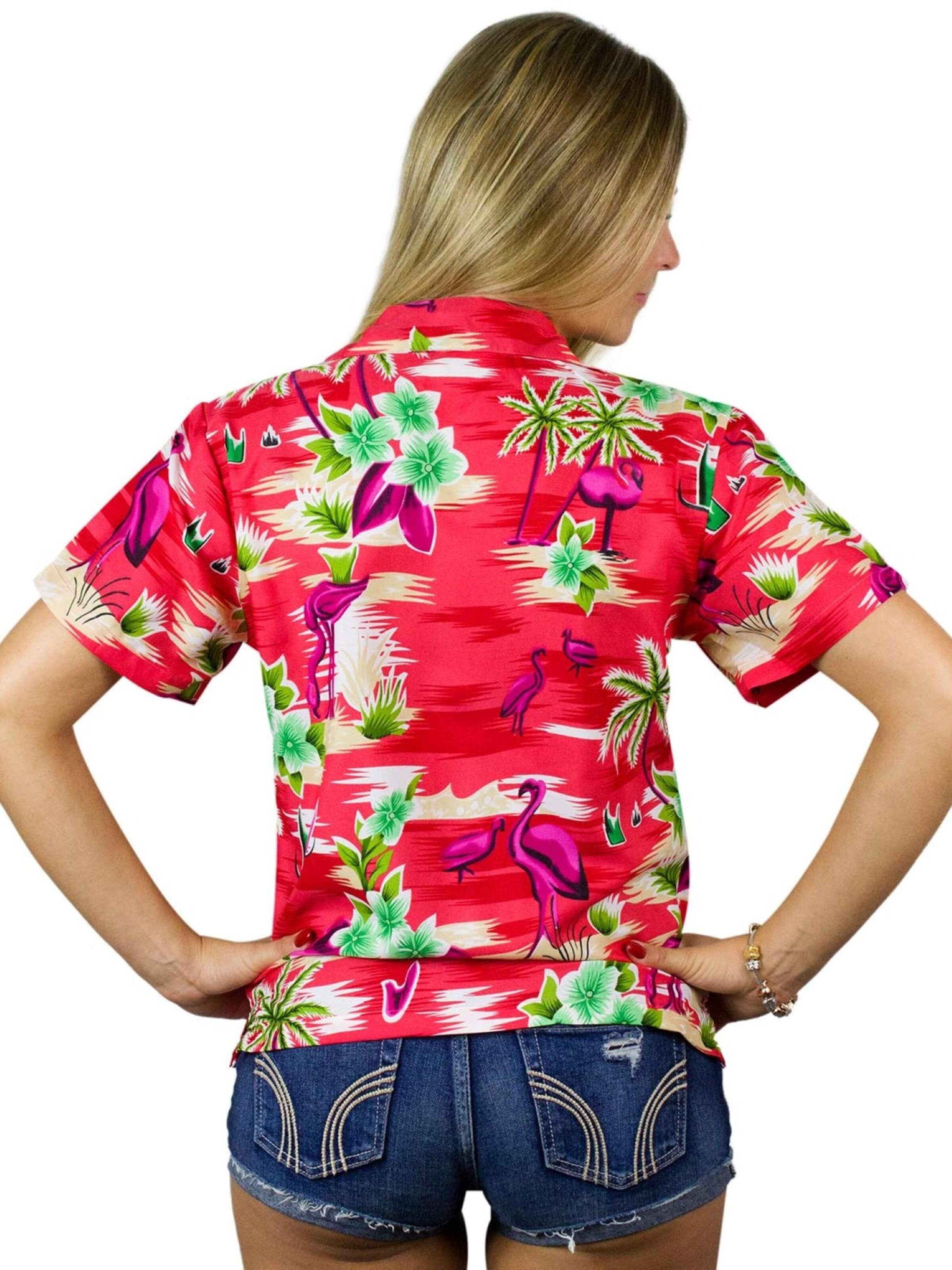 Camicia da donna 'Flamingos' di King Kameha in rosso