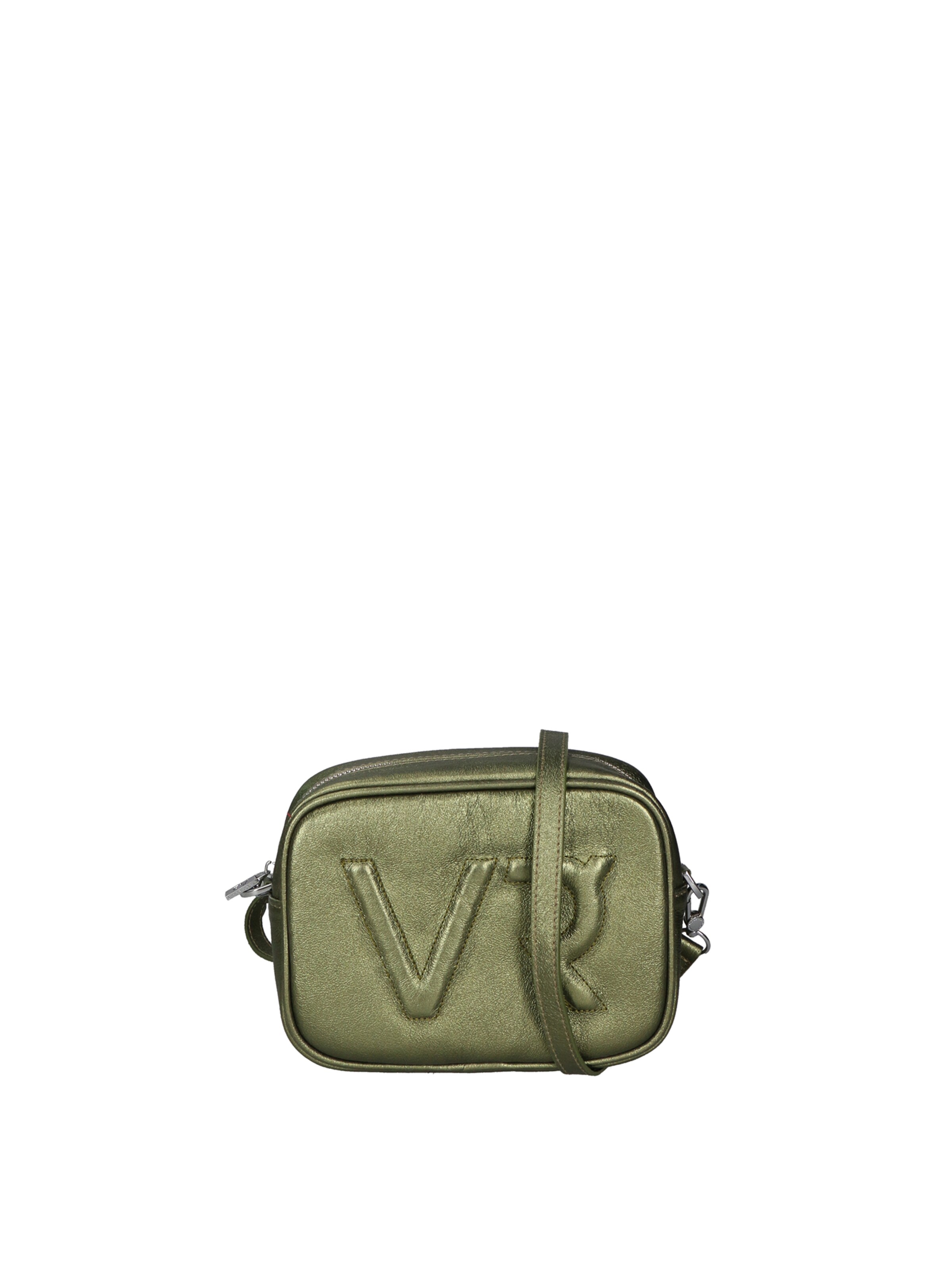 Borsa a tracolla 'Borsa a Tracolla Donna Pelle Laminata con Zip' di Virginia Rhinè in verde: frontale