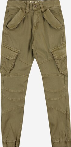 ALPHA INDUSTRIES Tapered Broek in Groen: voorkant