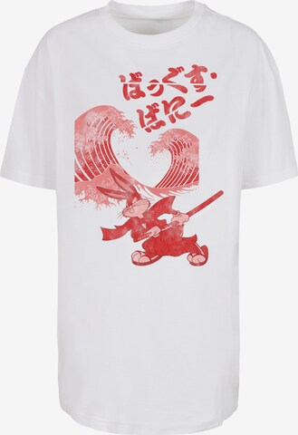 F4NT4STIC Shirt 'Looney Tunes Trickfilm Serie Cartoon Bugs Bunny Shogun ' in White: front