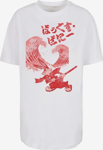 F4NT4STIC Shirt 'Looney Tunes Trickfilm Serie Cartoon Bugs Bunny Shogun ' in Wit: voorkant