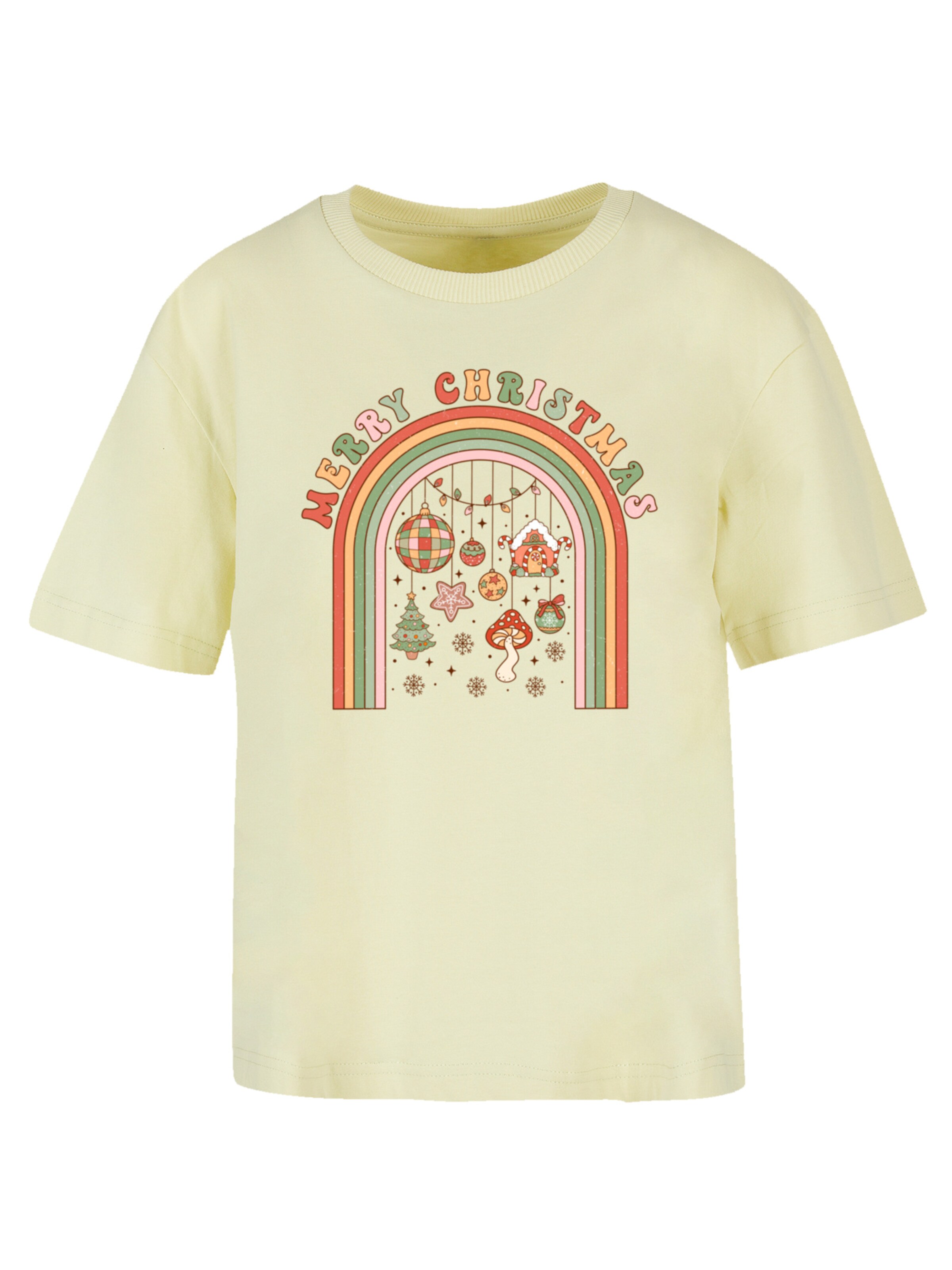 T-shirt 'Merry Christmas' F4NT4STIC en jaune : devant